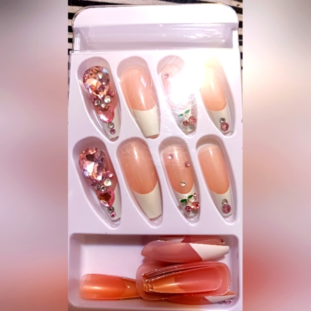 Cherry bling nails